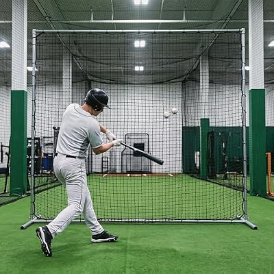 Baseball Softball Backstop Nets,Sports Net with 33ft Rope or Steel Hanging Kit, Nylon Nets Also for Basketball Soccer Lacrosse Hockey.