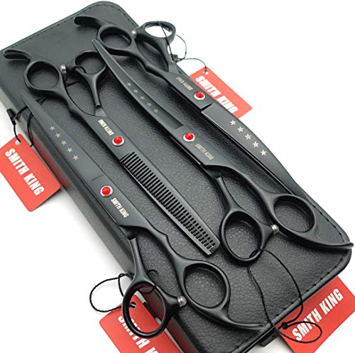 7.0in Professional Pet Grooming Scissors Set,Straight & Thinning & Curved Scissors 4pcs Set