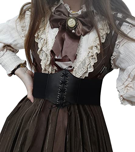 Black Leather Corset Belt for Women,Black Corset Bodysuit,Waist Cincher Belt4