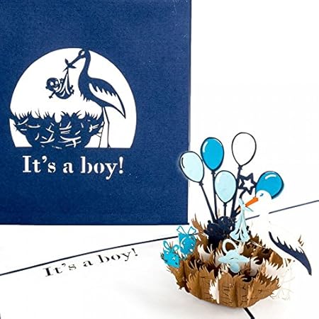 Amazon Co Jp Cologne Cards 飛び出す立体カード 3d ポップアップ グリーティングカード ギフトカード 出産祝い 男の子 ベビー 赤ちゃん コウノトリ レター 手紙 封筒付き Cc Gbu08 ブルー 文房具 オフィス用品