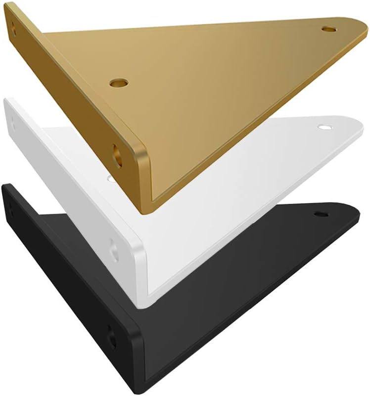 CIRONI Heavy Duty Shelf Brackets - Floating Shelve Bracket-Hidden, London Style,Gold, White, Black, Stylish Wall Metal Shelving Support-2 Pcs