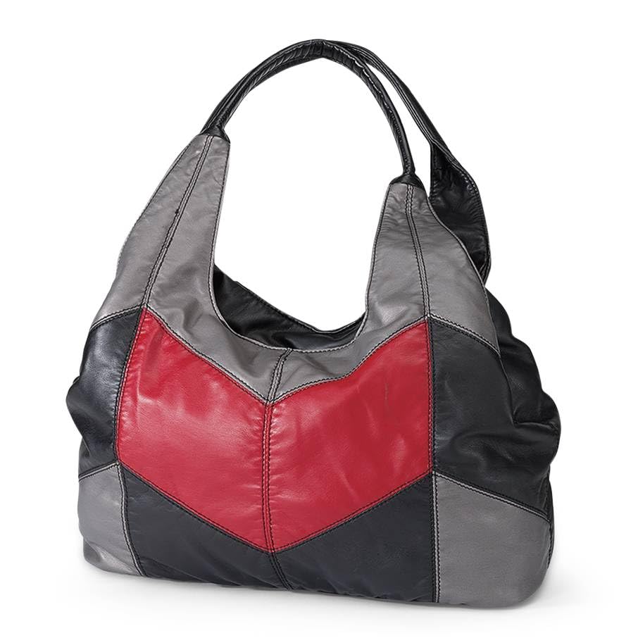 Colorblock Shoulder Bag, Hobo Purse, 3 Zippered Compartments, Lined Interior