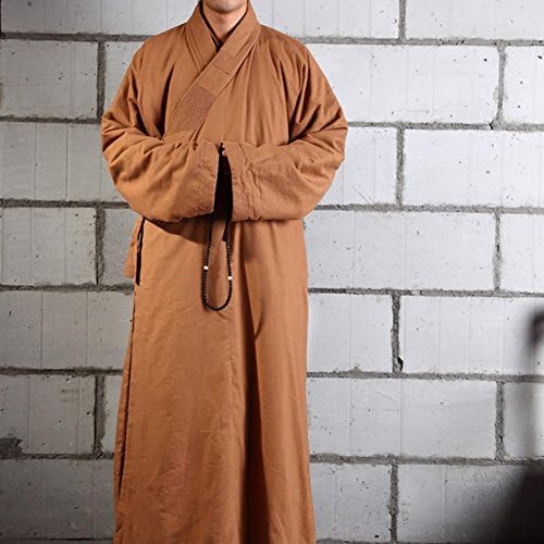 ZanYing Medieval Monk Costume Buddhist Cotton Robe Men Winter Loose Outfit
