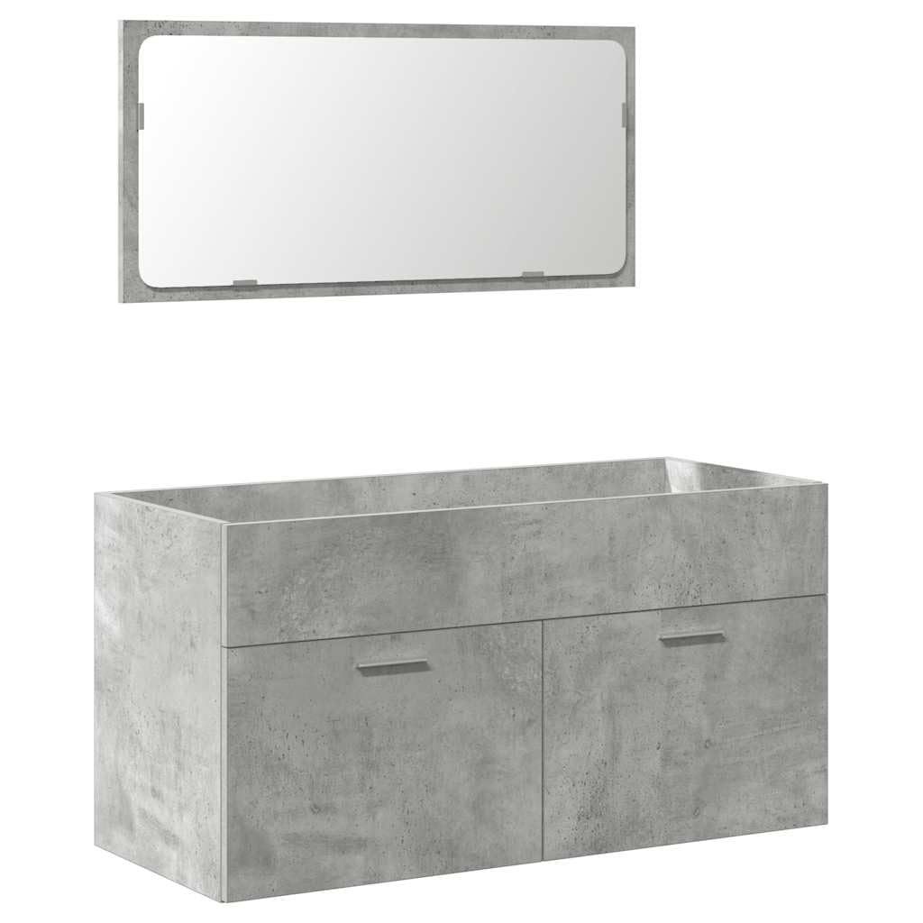 Set Mobili Bagno Sospesi 3 Pz Grigio Cemento in Truciolato | Arredo salvaspazio per la stanza da bagno con specchio e armadietti sospesi per organizzare i prodotti di bellezza.