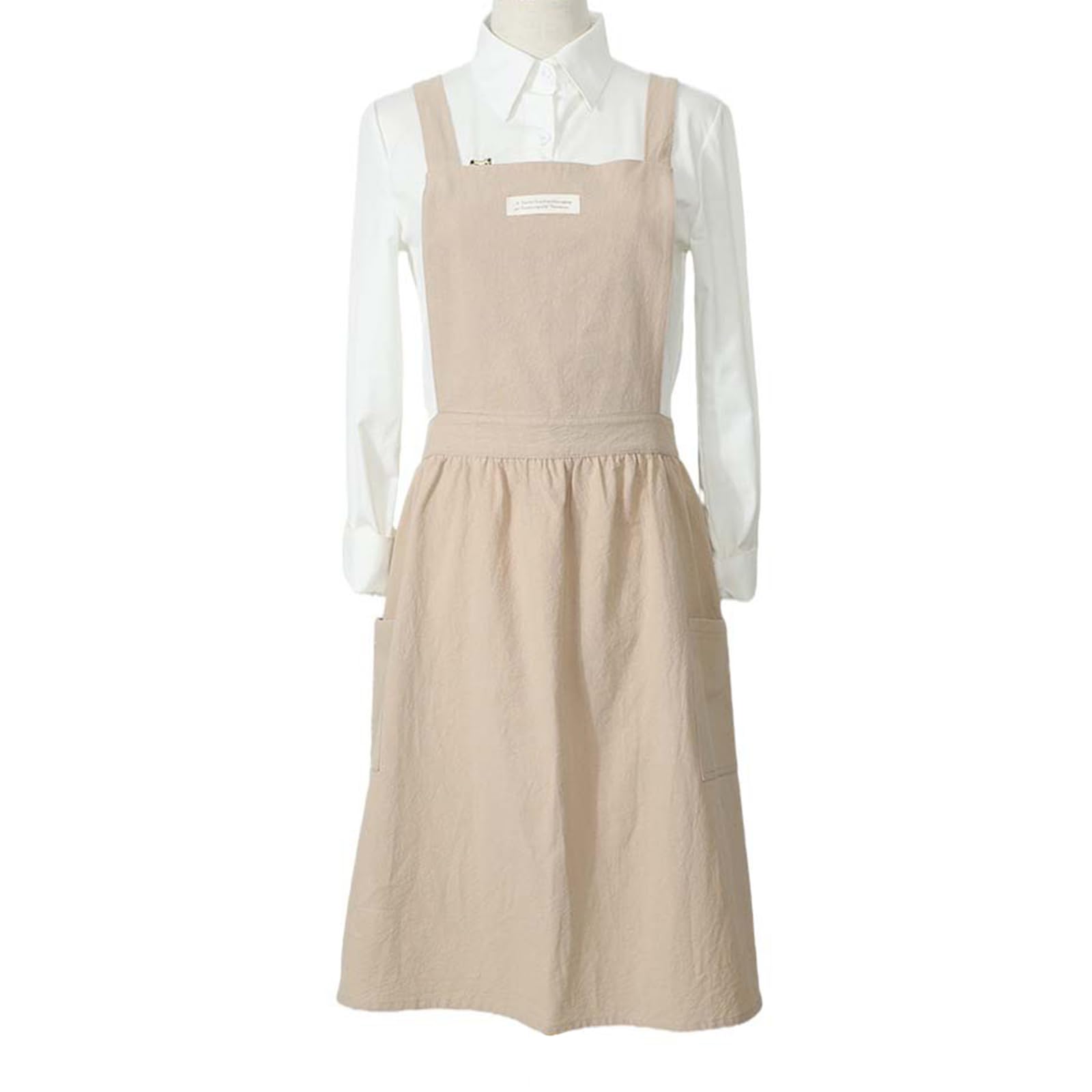 Tablier en coton de style japonais beige pour cuisiner et jardiner