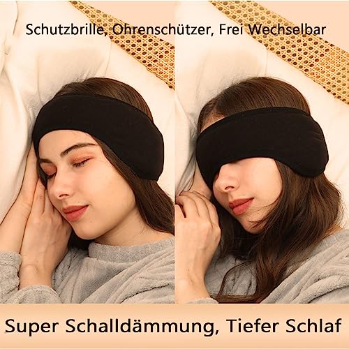 Schlafmaske, Ohrenschützer für besseren Schlaf Beschattung Mit geräuschunterdrückenden Ohrstöpseln Passform für Frauen und Herren Lchtblockierende Schlafbrille Gut für Reisen Mittagspause