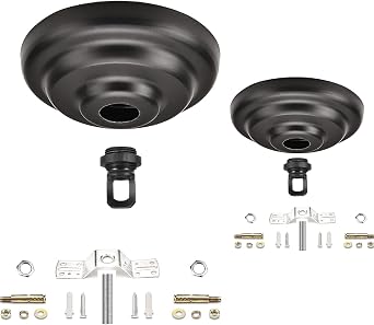 Sangle Soppfy Vingage Canopy Kit and Pendant Light Fixture Chain for Chandelier or Swag Light Fixtures,Maximum Weight of 60 Pounds, 6 feet,Heavy Duty,5 Inches Diameter Black - 2 Set