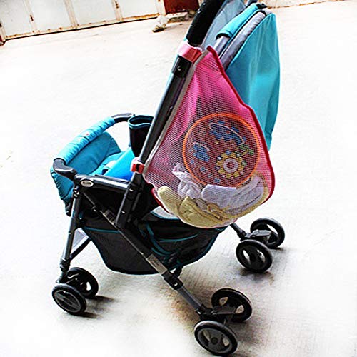 Fliyeong 1 STÜCKE Universal Kinderwagen Seitentasche Universal Haken Einkaufstasche Mesh Net Bag für Lagerung von Kinderwagen Zubehör Rosa