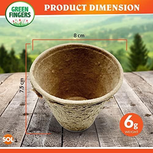 80pk Small Plant Pots for Seedlings | 8cm Biodegradable Plant Pots | Seed Pots for Seedling | Fibre Seedling Pots | Compostable Plant Pot | Small Pots for Plants | Peat Pots | Nursery Pots | Grow Pots
