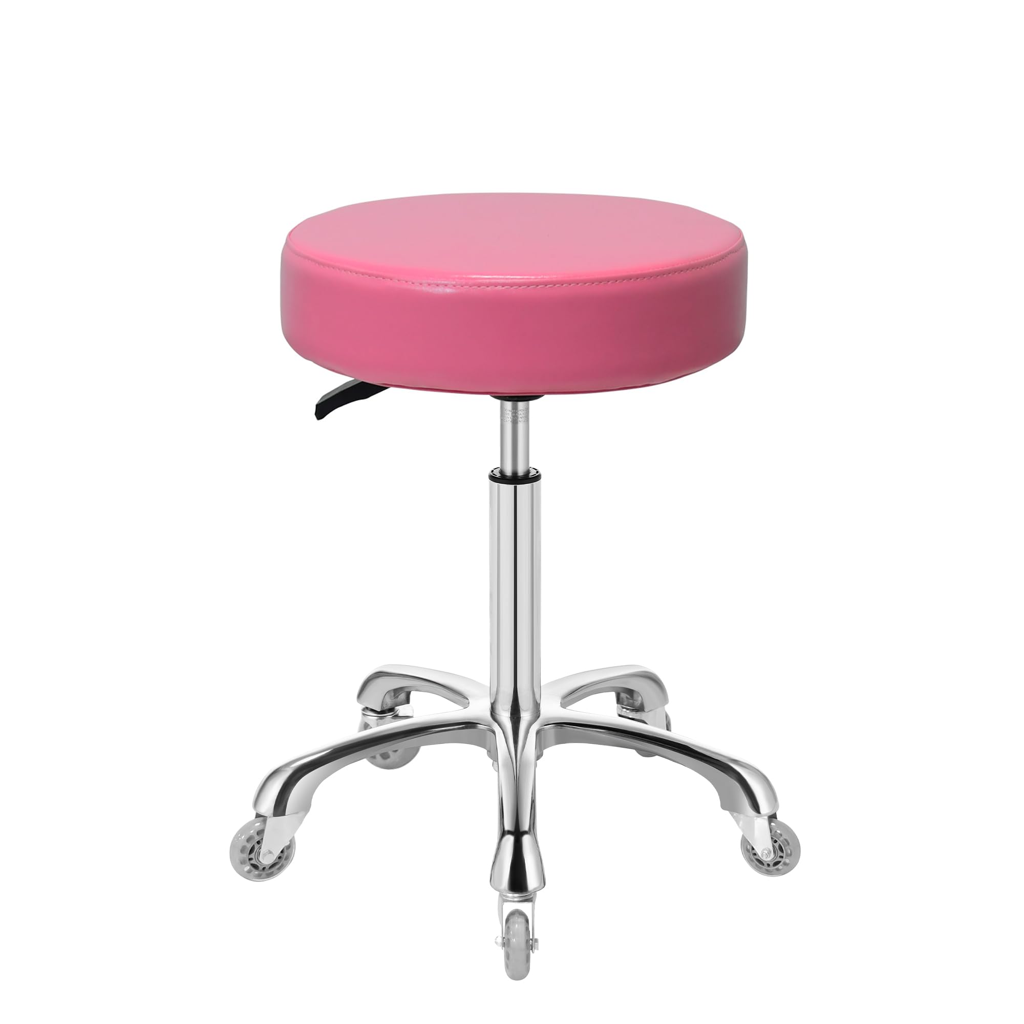 Ainilaily Rolling Stool with Wheels, Heavy Duty 400 lbs Stool for Shop Guitar Lab Tattoo Workbench Medical, Adjustable Swivel Stool Chair (Pink)