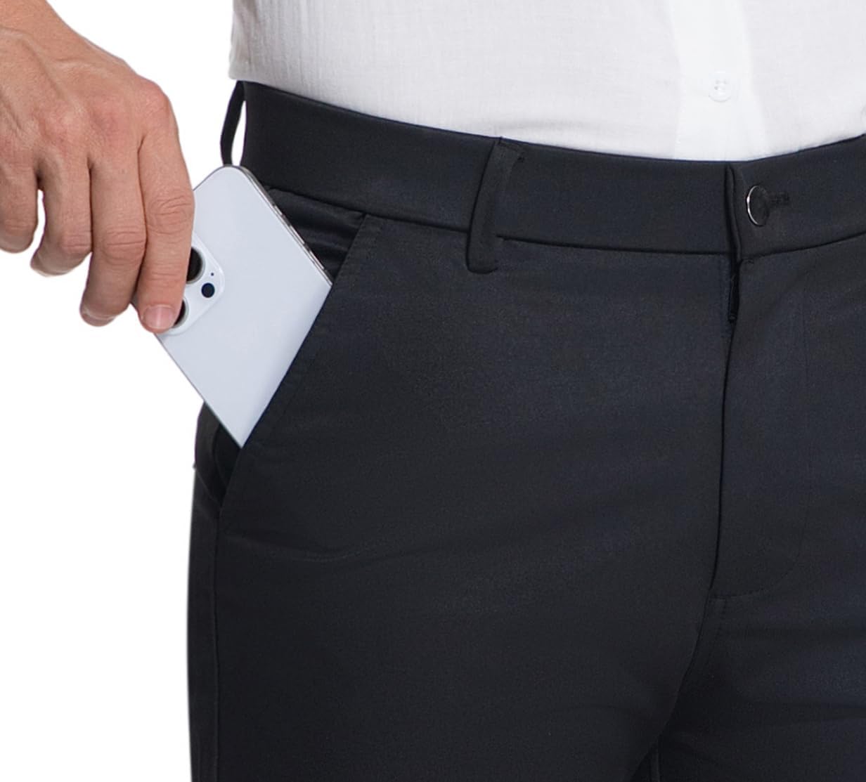 Mens Golf Pants, Stretch Work Dress Pants, 30"/32"/34" Quick Dry Lightweight Casual Comfy Trousers with Pockets.