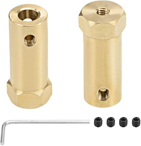 Miniatura 10 de uxcell Acoplador hexagonal de 0.157 in de diámetro del motor hexagonal de latón conector de acoplamiento para ruedas de coche, neumáticos, motor de