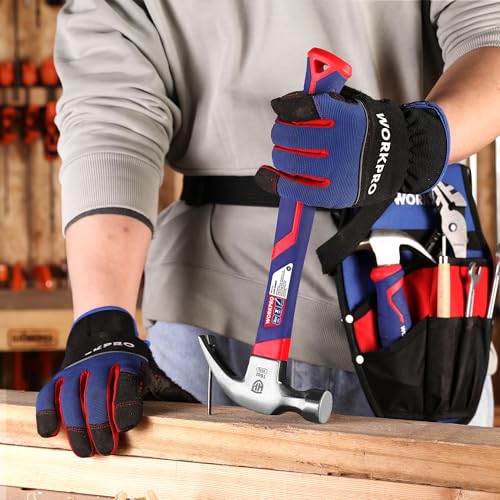 WORKPRO Zestaw młotków do pazurów, z włókna szklanego, wygodny i ergonomiczny młotek, do domu, DIY, na kemping, dla dzieci, 16 oz/ 720 g i 8 uncji / 340 g