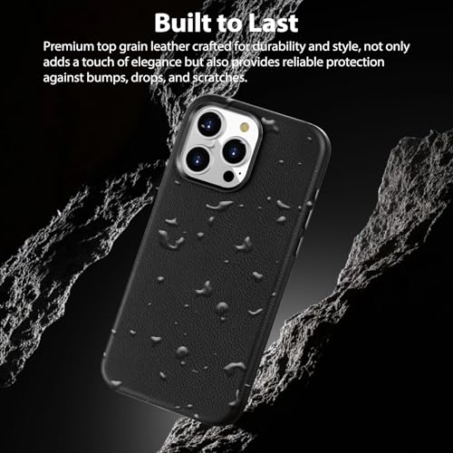 Belemay Compatible with iPhone 13 Pro Max Leather Case, Compatible with MagSafe - Luxury Tumbled Leather - Metal Buttons & Lens Protector - Slim Fit&Durable - Distinctive Texture (6.7-inch) - Black by Belemay - Used condition - Image 8