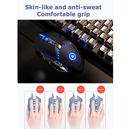 Censprin Gaming Mouse Usb Wired Rgb Backlit Silent Click Gamer Mouse With 4 Adjustable Dpi Up To 3200, Comfortable Grip Ergonomic Optical Gaming Mice For Laptop Pc Gamer Computer Desktop #TOP4