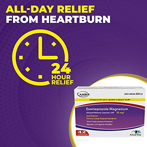 Camber Consumer Care Esomeprazole Magnesium 20Mg Delayed-Release Capsules, 24 Hour Acid Reducer (42 Count) #TOP1
