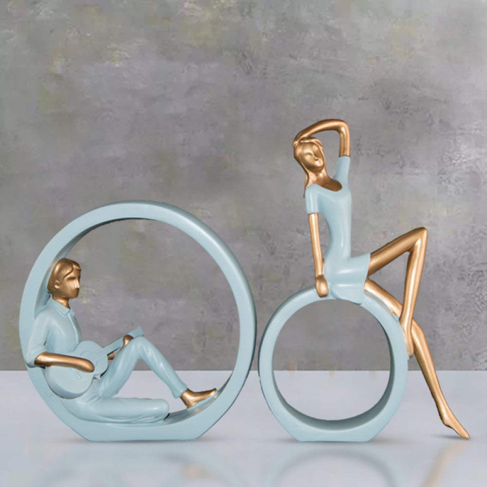 Statue de couple amoureux bleu, cadeau artistique idéal pour anniversaire et mariage