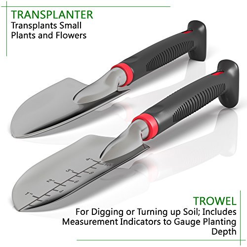 8-Piece Gardening Tool Set-Includes EZ-Cut Pruners, Lightweight Aluminum Hand Tools with Soft Rubber Handles- Trowel, Bamboo Gloves, Garden Tote, High Density Comfort Knee Pad Gardening Gifts Tool Set