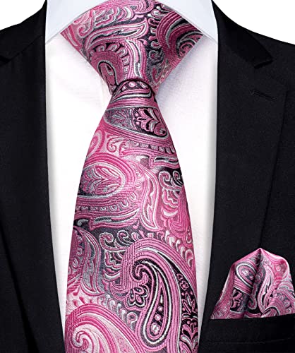 Image of Hi-Tie Father and Son Tie Set Striped Plaid Ties for Men and Boys Silk Necktie Pocket Square Set for Wedding Gifts