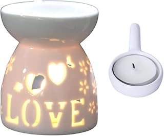 [Capitana] 陶器製 アロマポット 白 (高さ9cm) 正規輸入品 キャンドル式 オイルウォーマー アロマ炉 (love)