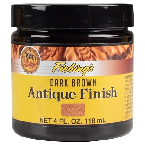 Fiebing's Antique Finish (4 oz) - Two-Toned Effect Emphasizes Leathercraft Embossing - Antiquing & Restoration Paste for Contrasted Accent Finish on Leather Boot, Shoe, Purse, Belt (Dark Brown) Cover