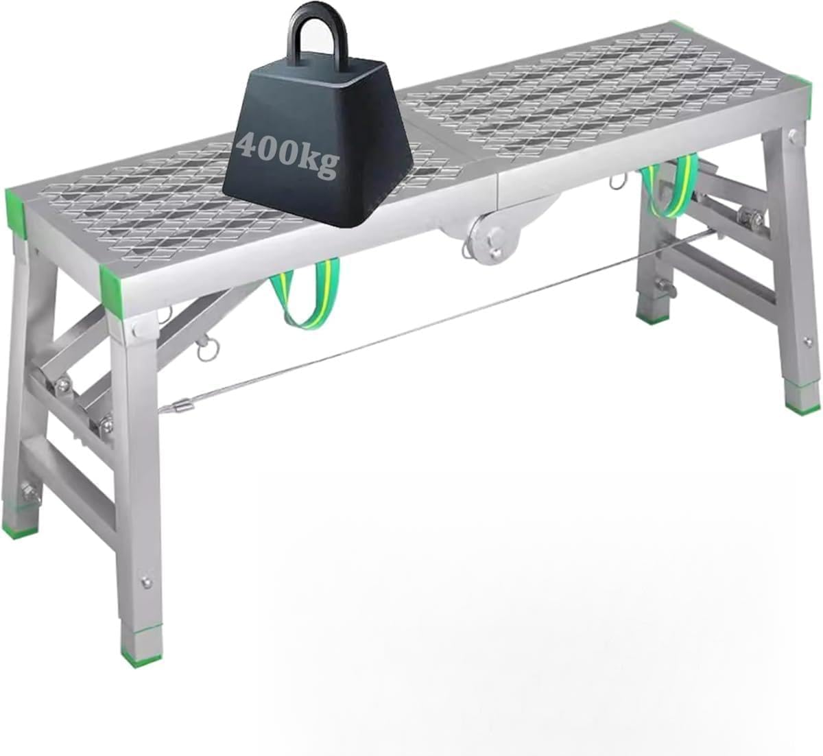 Échafaudage pliable portable avec plate-forme de travail et escabeaux réglables