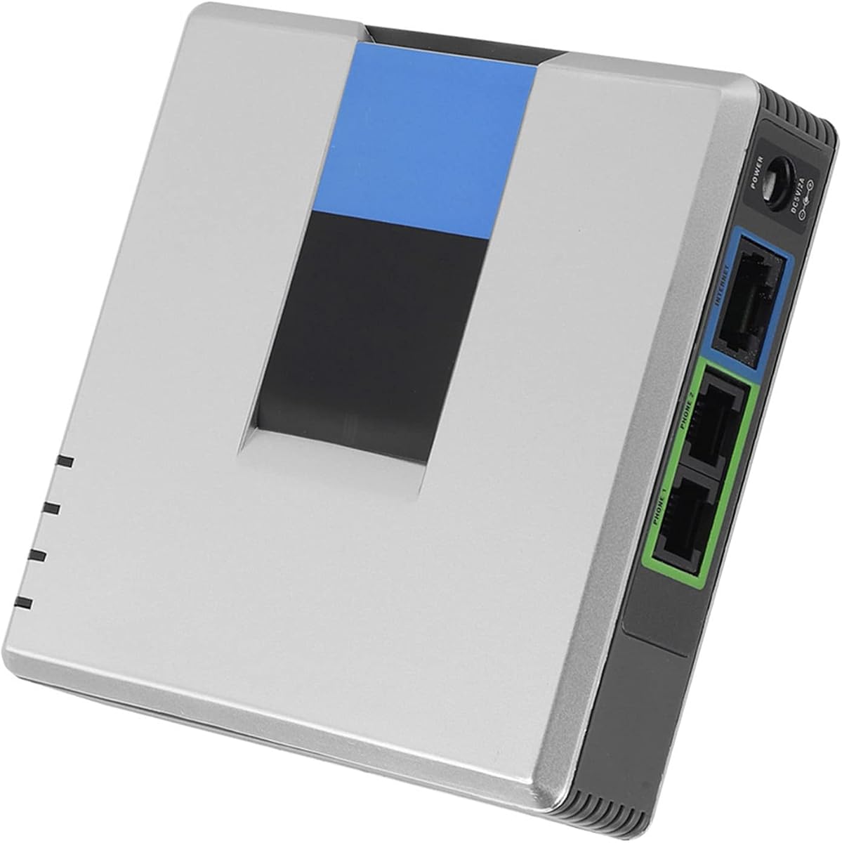 Puerta de enlace VoIP desbloqueada, adaptador de teléfono de Internet con 2 puertos para voz sobre IP viene con un cable de red, soporte de protocolo SIP V2 (enchufe de EE. UU.)