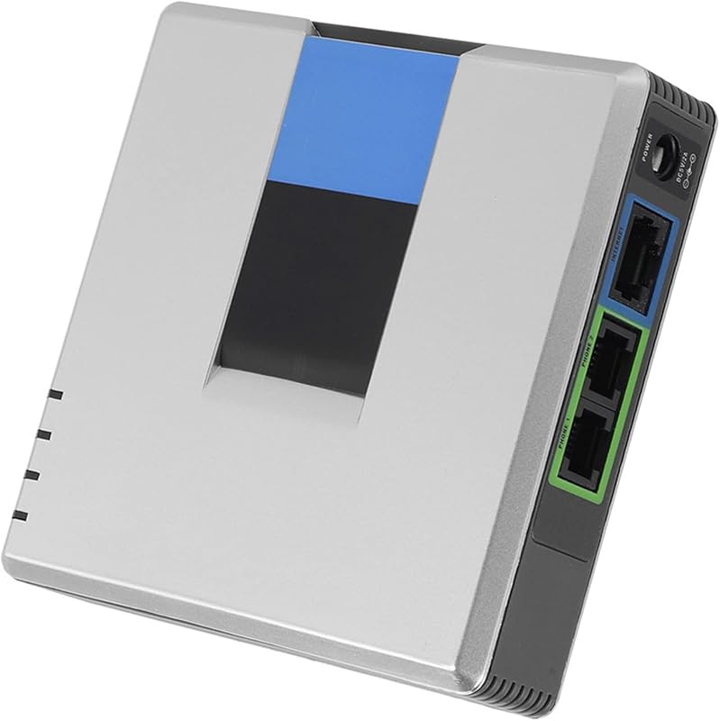 Puerta de enlace VoIP desbloqueada, adaptador de teléfono de Internet con 2 puertos para voz sobre IP viene con un cable de red, soporte de protocolo SIP V2 (enchufe de EE. UU.)