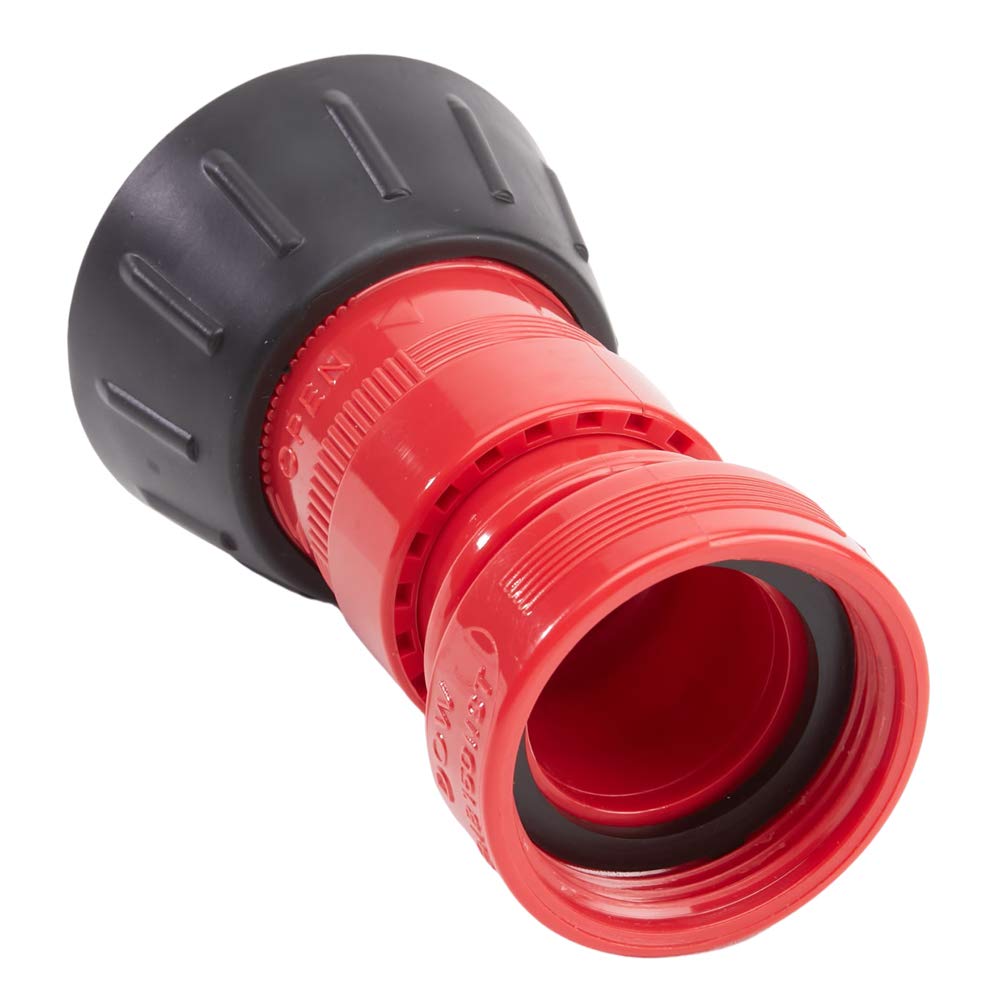 FireHoseDirect Heavy Duty Plastic 1 1/2 inch Fire Nozzle (NH) with Durable Rubber Bumper - Red