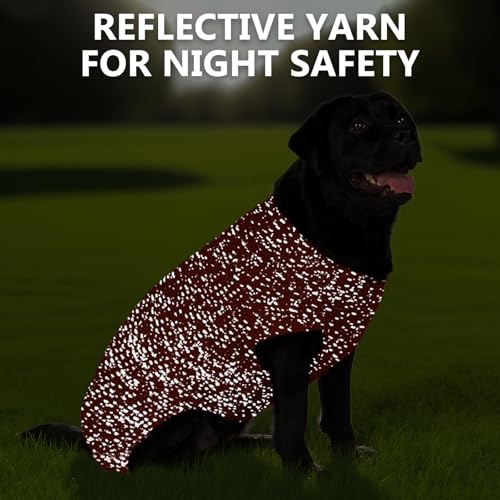 Image of KYEESE Reflective Yarn Dog Sweater for Medium Dogs Thick Knit Pullover | Reflective for Visibility, Leash Hole for Walk, Stretchy Fit, Lightweight & Warm, Gentle on Sensitive Skin, Winter Daily Wear