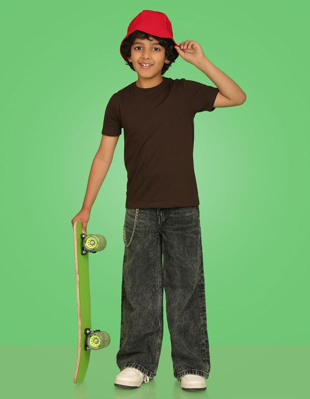 Image of Nusyl Boys Half Sleeves Solid T-Shirt for Kids | Soft Cotton Blend | Comfortable Regular Fit | Casual 2-16 Years | Multiple Colors & Pack Options
