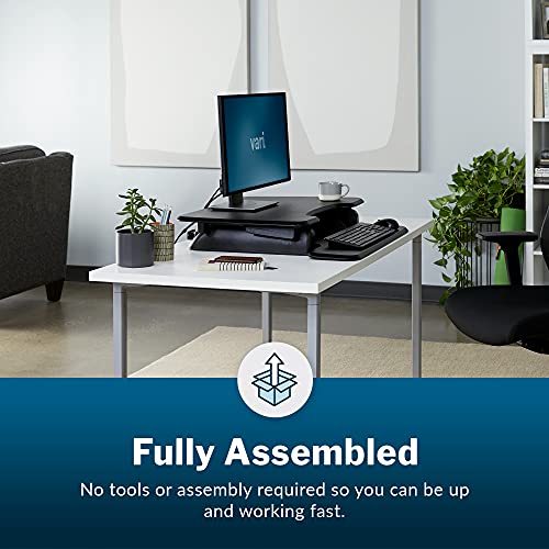 Image of Vari - VariDesk Essential 30 - Two-Tier Standing Desk Converter for Home Office - Adjustable Sit Stand Desk with 11 Height Settings - Standing Desk Riser for Monitor & Accessories - 30 inch Wide, Black