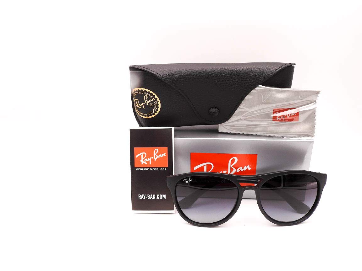 Ray-Ban BRAD RB 4170 Mężczyźni Okulary przeciwsłoneczne MATTE BLACK RUBBER DARK RUTHENIUM/GREY 58/17/140