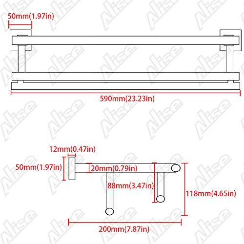 Alise Bathroom Lavatory Towel Rack Towel Shelf With Two Towel Bars Wall Mount Towel Holder,24-Inch Sus 304 Stainless Steel Brushed Nickel Gz8000-Ls #TOP1
