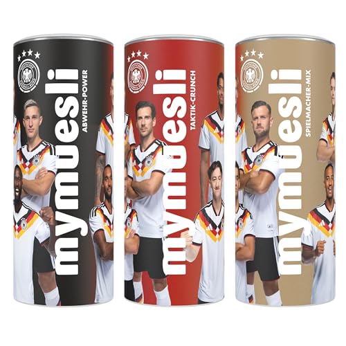 mymuesli WM DFB Mannschafts-Mix 3er Set (3x 500g) Abwehr-Power Taktik-Crunch & Spielmacher-Mix Bio-Müsli im limitierten DFB-Design zum Fußball-Sommer 2026 - Bio ballaststoffreich und ohne Palmöl