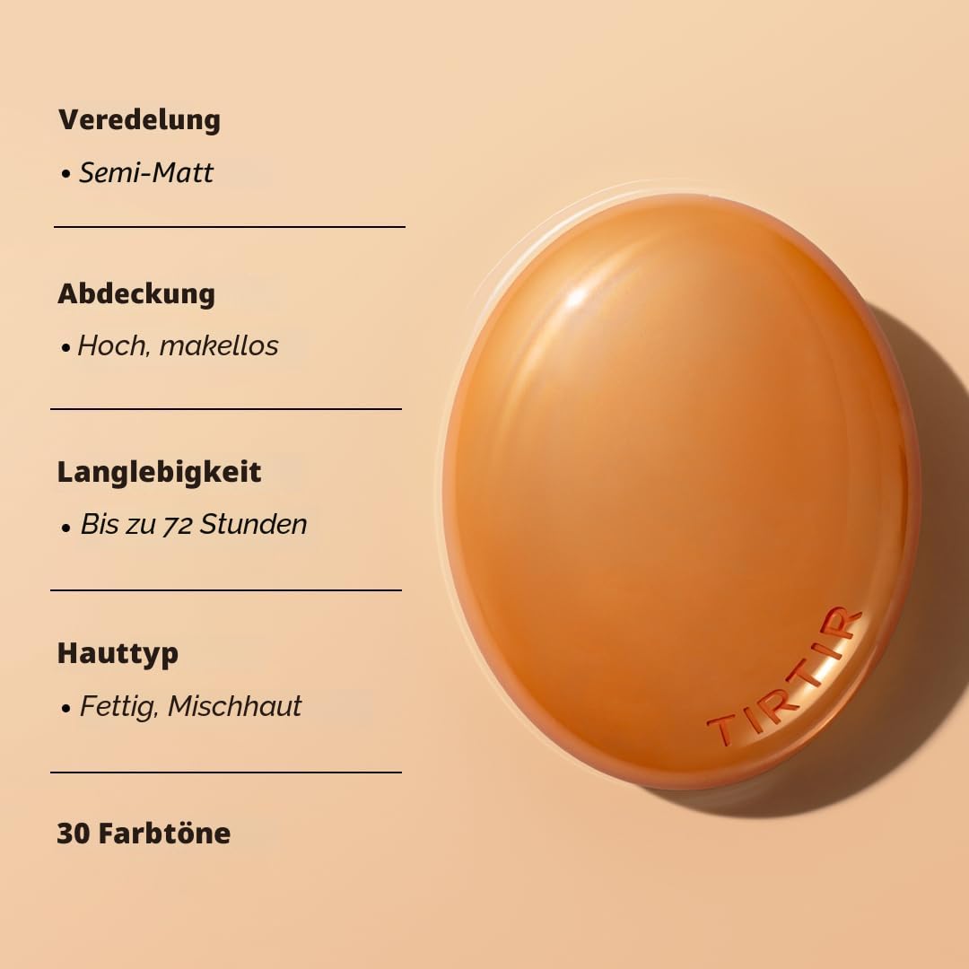 TIRTIR Mask Fit AI Filter BB Cushion Foundation | KI-ähnliches halb-mattes Finish, Mittlere bis Hohe Deckkraft, Koreanisches Make-up Beauty, (0,63 Fl Oz), 23N Sand