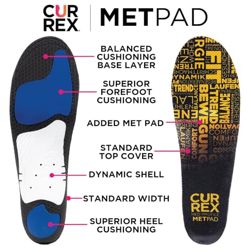 Image of CURREX MetPad Insoles for Everyday Relief & Support - Arch Support Shoe Inserts w /Metatarsal Pads to Help Reduce Foot & Heel Pain While Walking & at Work - for Men & Women - High Arch, XXL