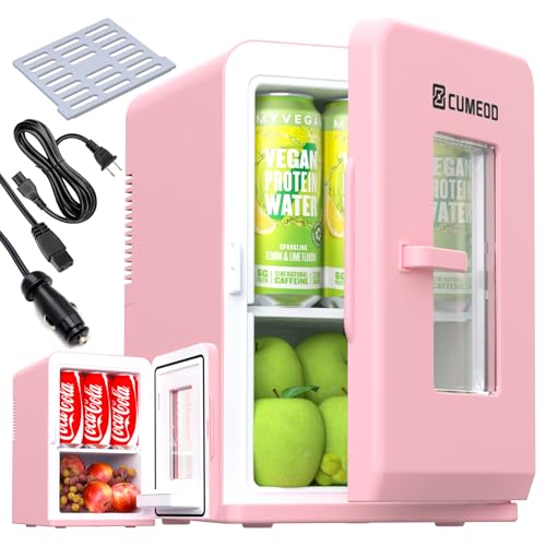 Cumeod 15 Liter/ 21 Dosen Mini Kühlschrank, 2 in 1 Kleiner Kühlschrank mit Kühl- und Heizfunktion, 12V DC/220V AC für Au...