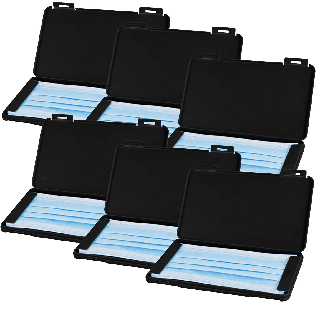 Mask Holder Face Masks Plastic Case Storage Bag Portable Mask Storage Clips Containers Disposable Face Masks Organizer Dustproof Storage Box for Mask Pollution Prevention Set of 6