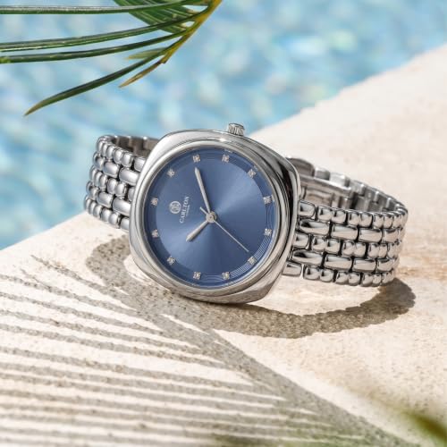 Image of Carlton London Women Celeste Analog Watch, Square Dial, Stainless Steel Strap, Quartz Movement, 30M Water Resistant, Casual Wear