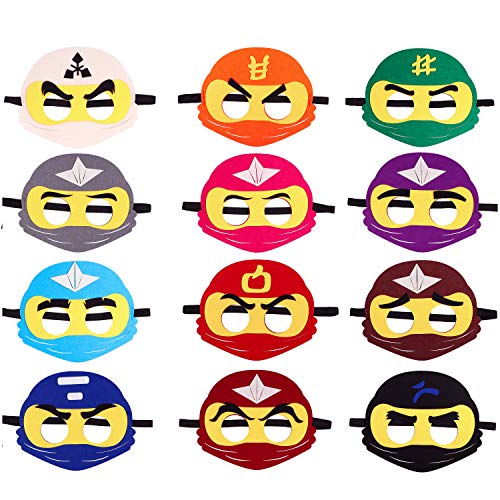 MALLMALL6 12Pcs Ninja Masks Dress Up Costume Ninja Themed Birthday Party Favors Games Ninja Masters Pretend Play Accessories Ninja Toy Mask Photo Booth Props Cartoon Party Supplies for Kids Boys Girls