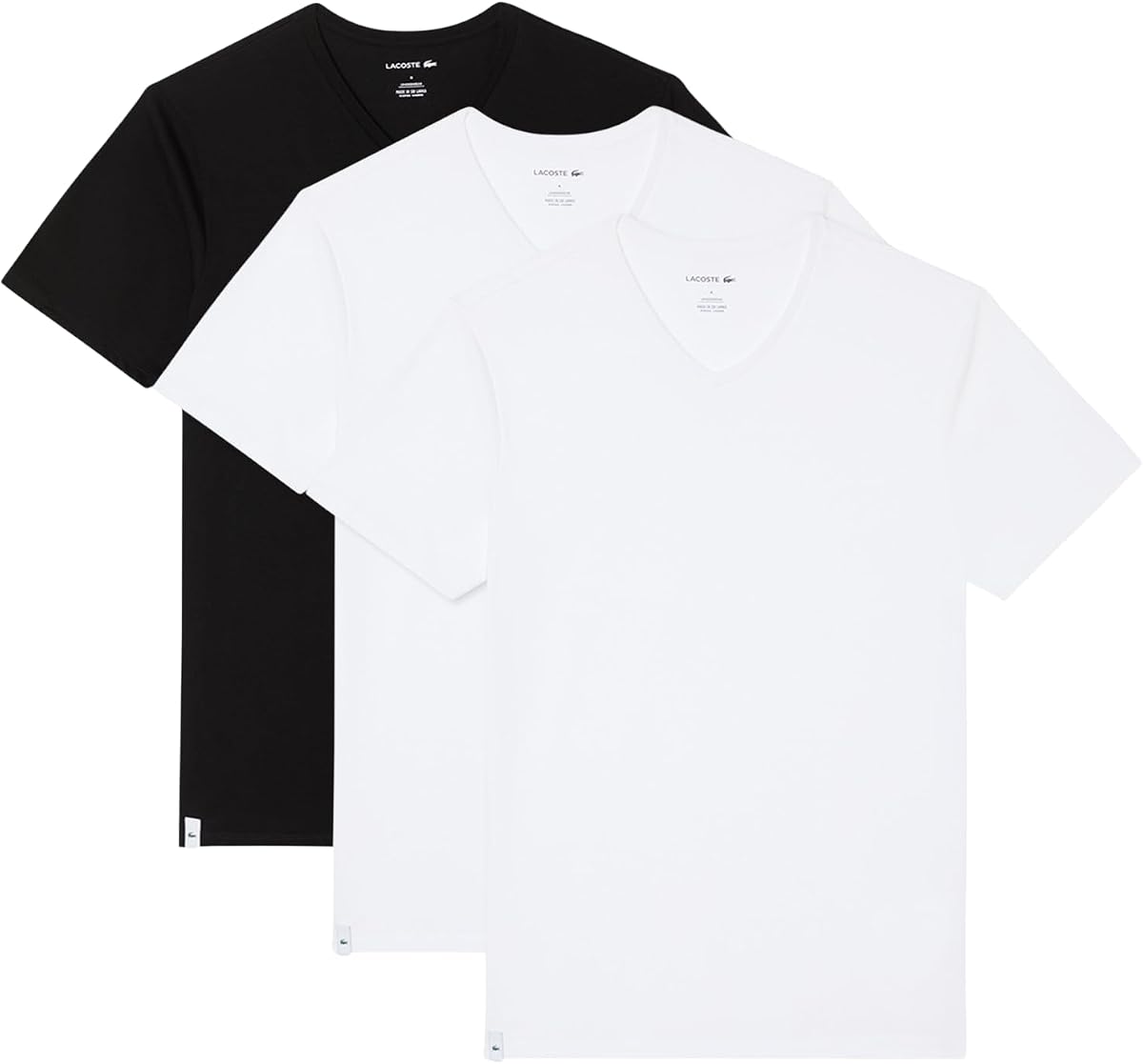 Lacoste Men's 100% Cotton Regular Fit V- Neck Undershirt