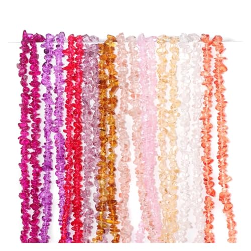 Perles de verre irrégulières 5-8mm de forme libre pour création bijoux de 80cm - 3