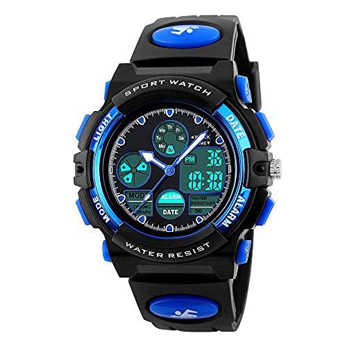 Image of PASNEW Boys' Watches - Dual Display, Large Dial Sport Watch, Black Outdoor Watch for Boys & Teens - Waterproof