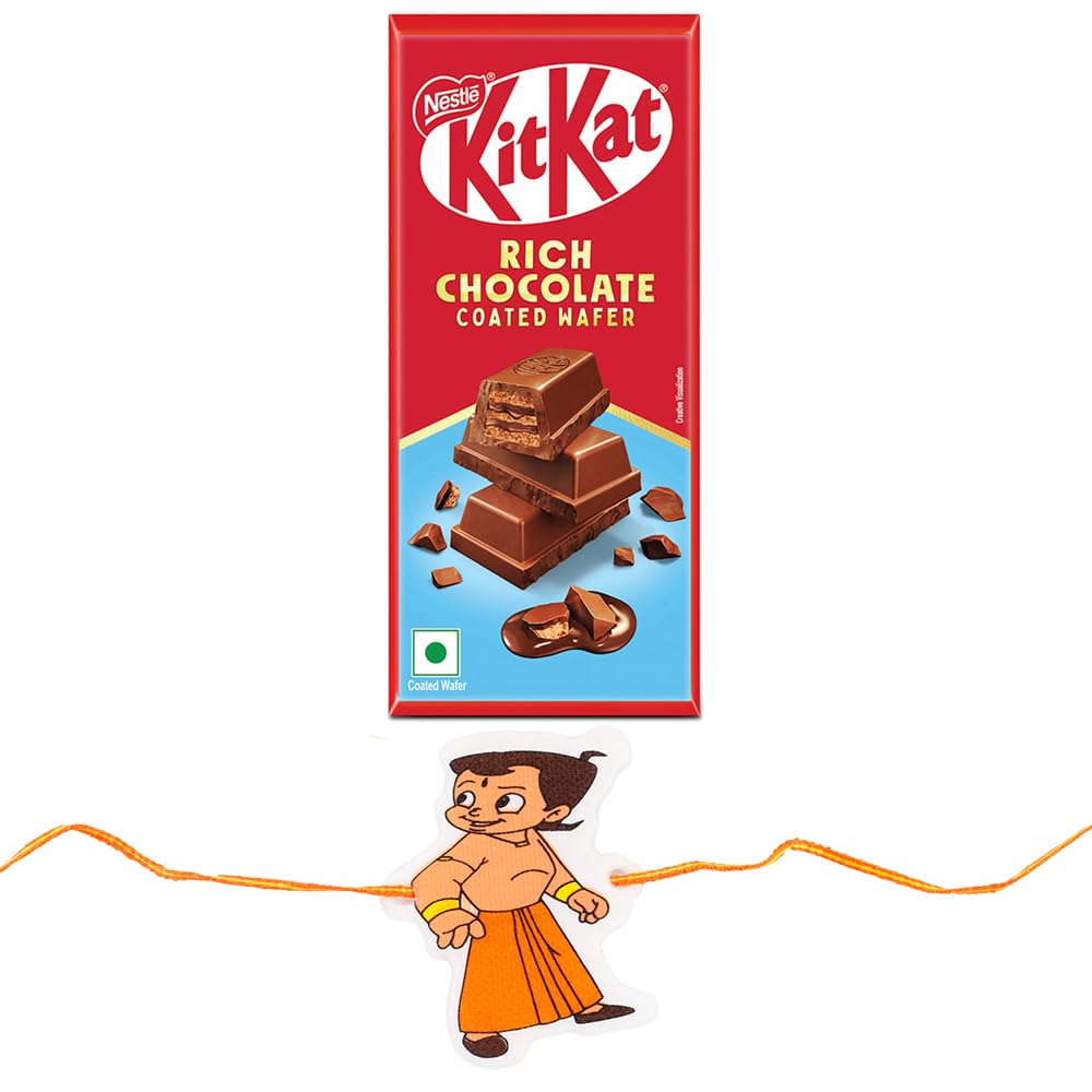 Kit-Kat Rich Chocolate Bar with Premium Bheem Rakhi For Kids – Raksha Bandhan Gift Combo for Brother | 25