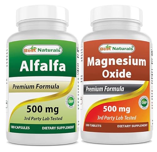 Best Naturals Alfalfa Green Super Food 500 Mg & Magnesium Oxide 500 Mg #TOP23