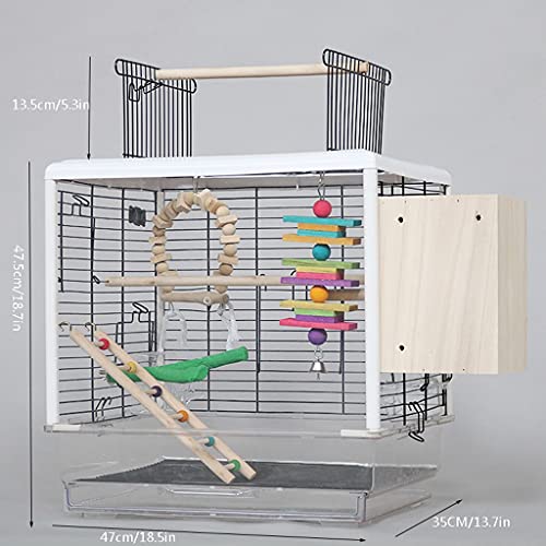 Grande cage perruche métallique interactive avec boîte d'élevage