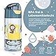 BEARFOOT Trinkflasche Kinder 450ml, leichte Tritan Wasserflasche, BPA frei, auslaufsicher, Kohlensäure geeignet, spülmaschinenfest für Jungen, Mädchen, Kindergarten - (Blau - BaggerAffe)