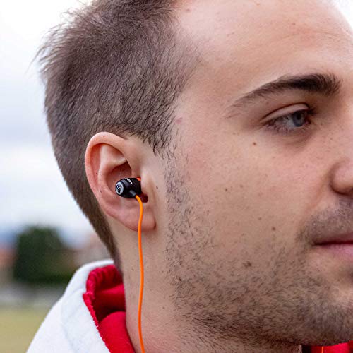 Image of LUDOS Clamor Wired Earbuds in-Ear Headphones, 5 Years Warranty, Earphones with Microphone, Noise Isolating Ear Buds, Memory Foam for iPhone, Samsung, School Students, Kids, Women, Small Ears - Orange