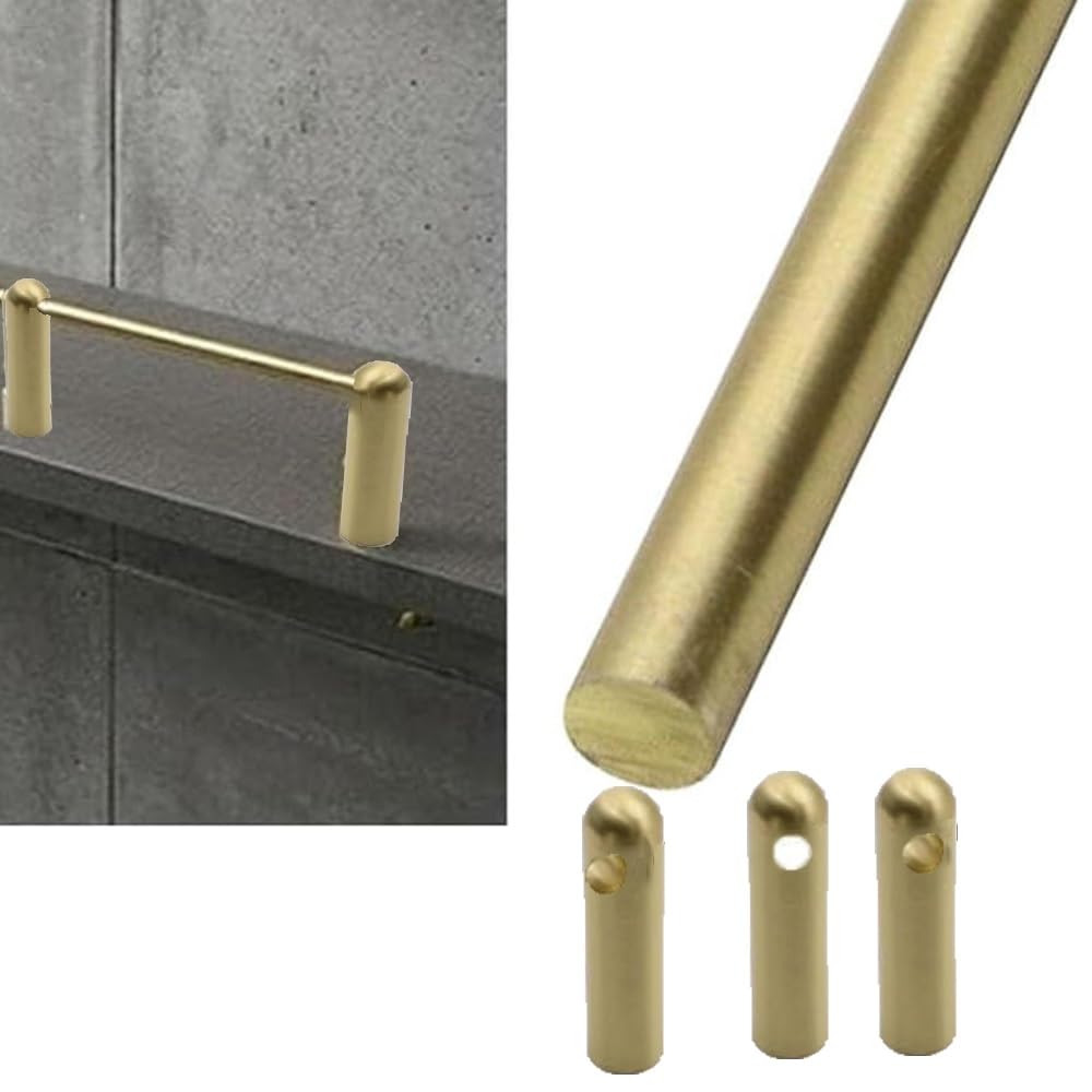 SVBVRFEEW Brass Gallery Rail Kit Decorative Shelf Railing 46 48 50 52 54in Shelf Guardrail For Wood Shelves Modern Tipping Rails Anti-Fall Gallery Rail With 3 Bracket(Gold-b,29in/73.7cm)